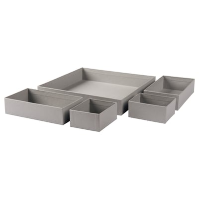 GRÅSIDAN Set di 5 scatole, grigio