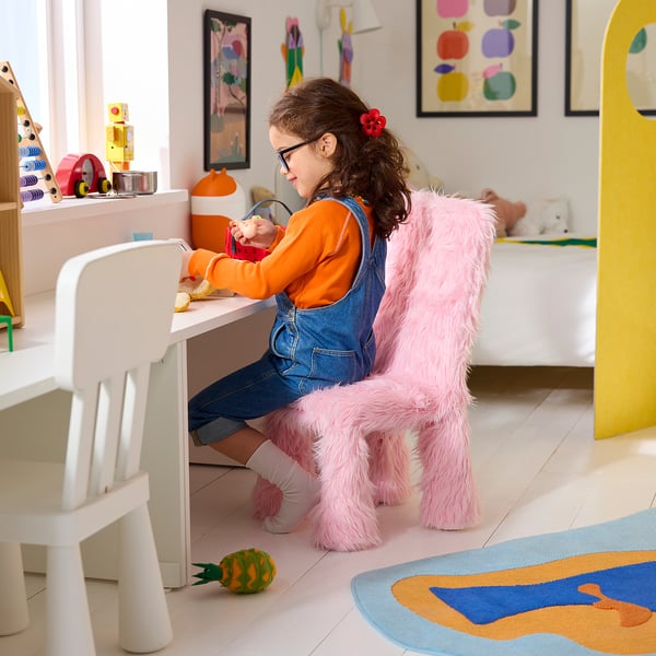 GREJSIMOJS Fodera per sedia per bambini, pelo sintetico/rosa