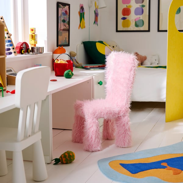 GREJSIMOJS Fodera per sedia per bambini, pelo sintetico/rosa
