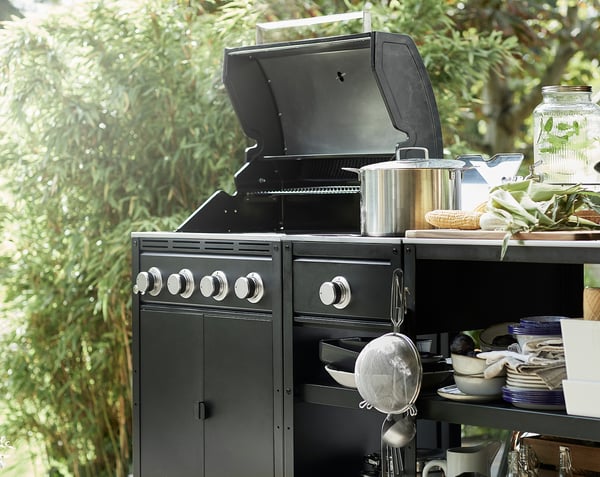 GRILLSKÄR Barbecue a gas, nero/inox da esterno, 72x61 cm