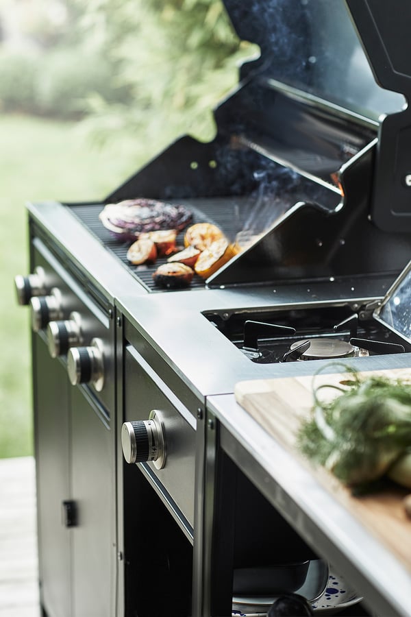 GRILLSKÄR Barbecue a gas, nero/inox da esterno, 72x61 cm