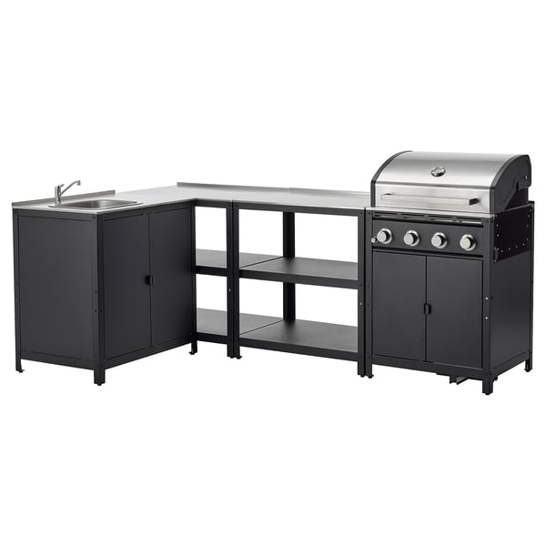 GRILLSKÄR Cucina da esterno, inox, 244x147 cm