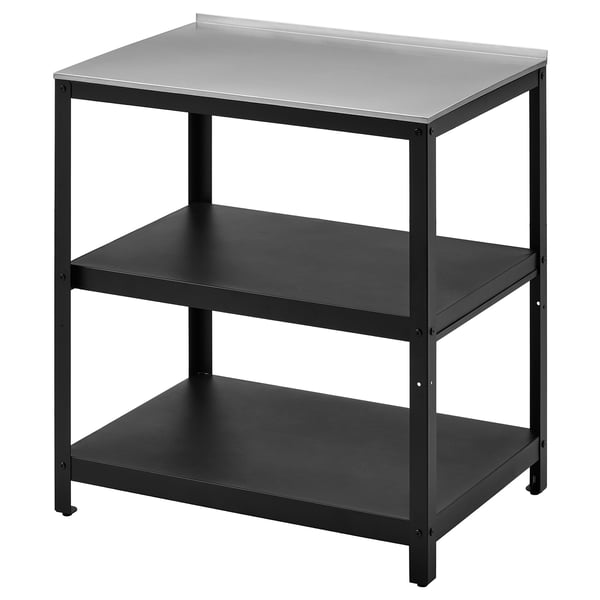 GRILLSKÄR Scaffale per isola cucina, nero/inox da esterno, 86x61 cm