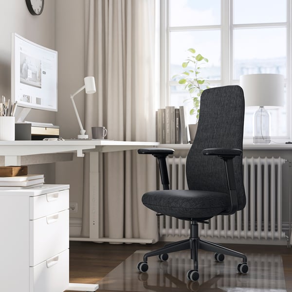 GRÖNFJÄLL Sedia da ufficio con braccioli, Letafors grigio/nero
