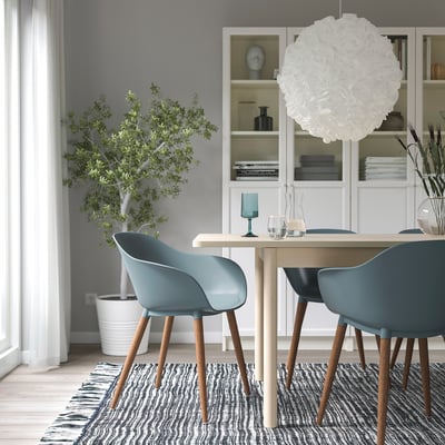 GRÖNSTA Sedia con braccioli interno/esterno, grigio-turchese