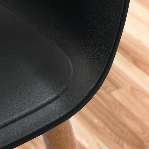 GRÖNSTA Sedia con braccioli interno/esterno, nero/marrone chiaro/legno