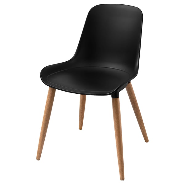GRÖNSTA Sedia, da interno/esterno nero/marrone chiaro/legno
