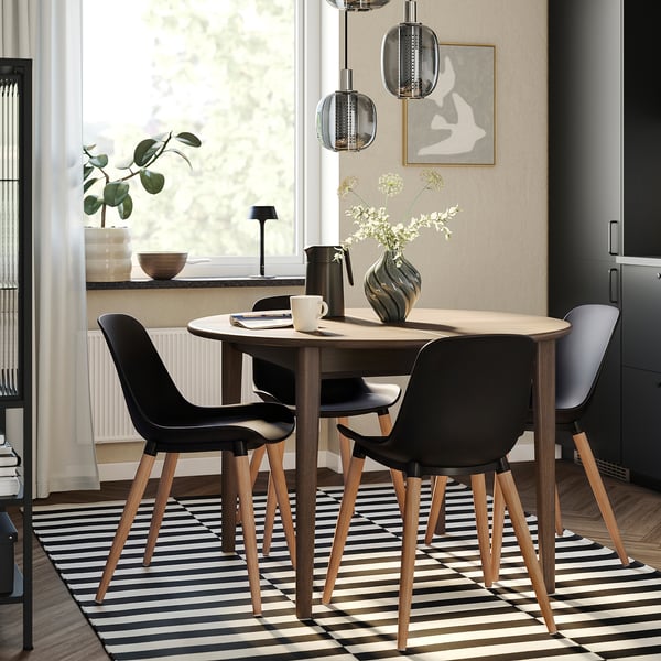 GRÖNSTA Sedia, da interno/esterno nero/marrone chiaro/legno