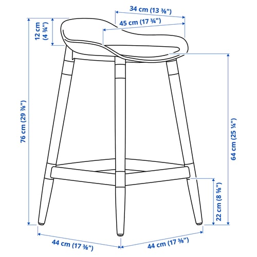 GRÖNSTA Sgabello bar, . bianco/marrone chiaro/legno da interno/esterno, 64 cm