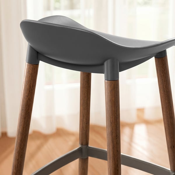 GRÖNSTA Sgabello bar, . grigio/marrone scuro/legno da interno/esterno, 64 cm