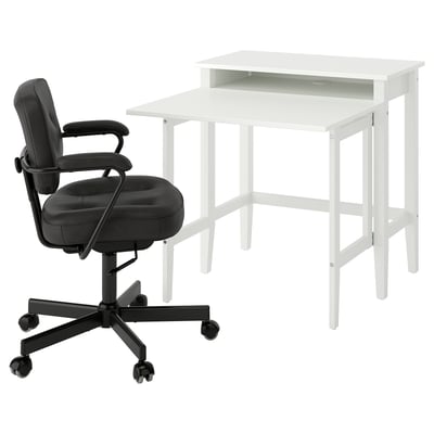 GULLABERG / ALEFJÄLL Scrivania e sedia, bianco/nero, 84x41 cm