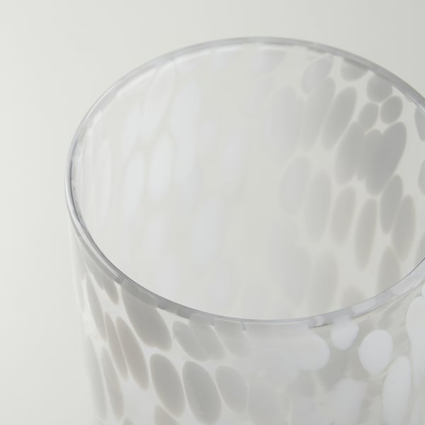 HÄCKOXEL Vaso, a pois bianco, 20 cm