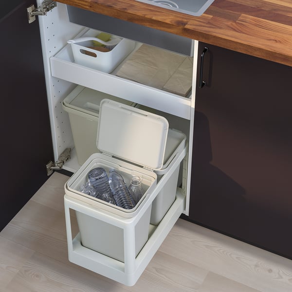 HÅLLBAR Secchio con coperchio, grigio chiaro, 10 l
