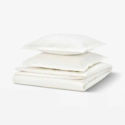 HAMPFLOCKEL Copripiumino e 2 federe, bianco, 240x220/50x60 cm