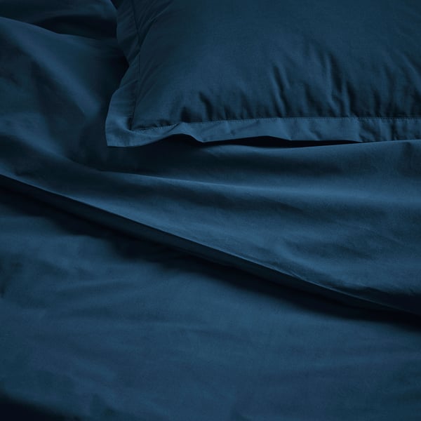 HAMPFLOCKEL Copripiumino e 2 federe, blu scuro, 240x220/50x60 cm