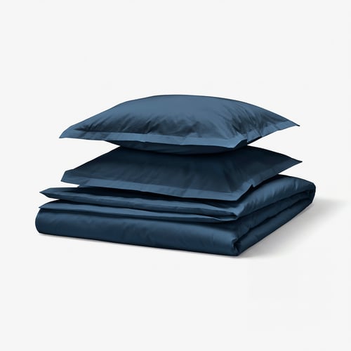 HAMPFLOCKEL Copripiumino e 2 federe, blu scuro, 240x220/50x60 cm