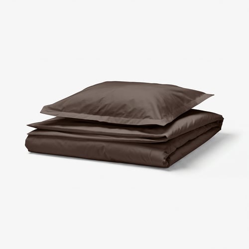 HAMPFLOCKEL Copripiumino e federa, marrone, 150x200/50x60 cm