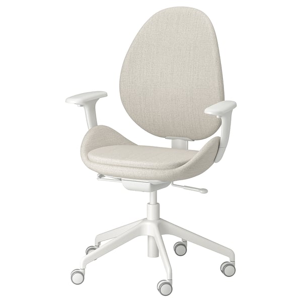 HATTEFJÄLL Sedia da ufficio con braccioli, Gunnared beige/bianco