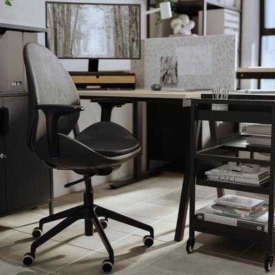 HATTEFJÄLL Sedia da ufficio con braccioli, Smidig nero/nero