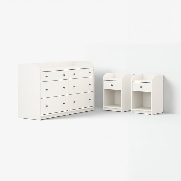 HAUGA Set camera da letto 3 pezzi, bianco
