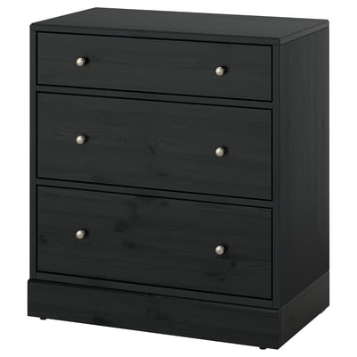 HAVSTA Cassettiera con 3 cassetti, nero, 81x47x89 cm