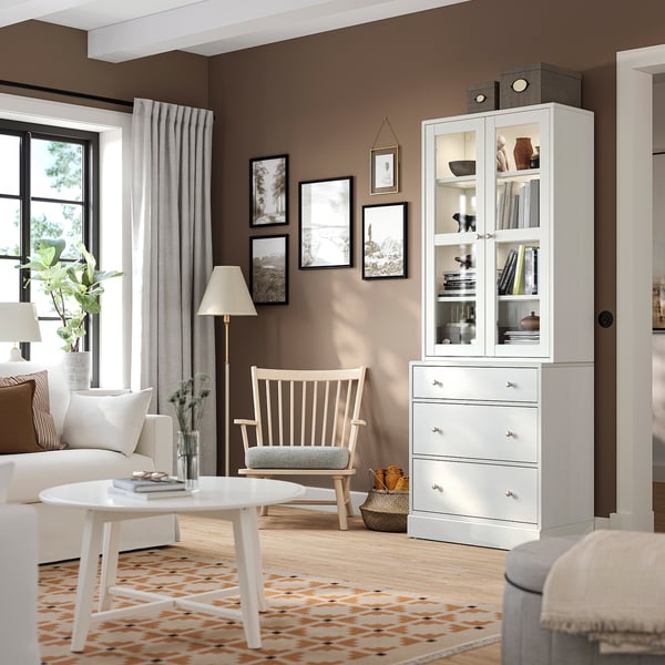 HAVSTA Mobile con ante a vetro, bianco, 81x47x212 cm