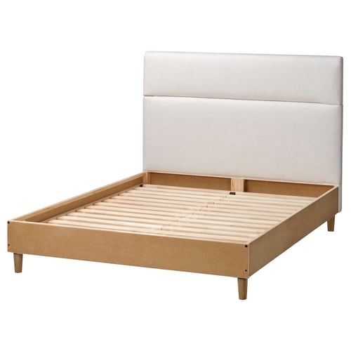 HEMFJÄLLET Struttura sommier, testiera e gambe incluse/tela grezza, 180x200 cm
