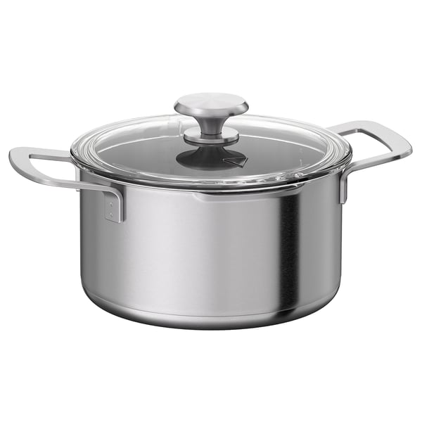 HEMKOMST Pentola con coperchio, inox/vetro, 3 l