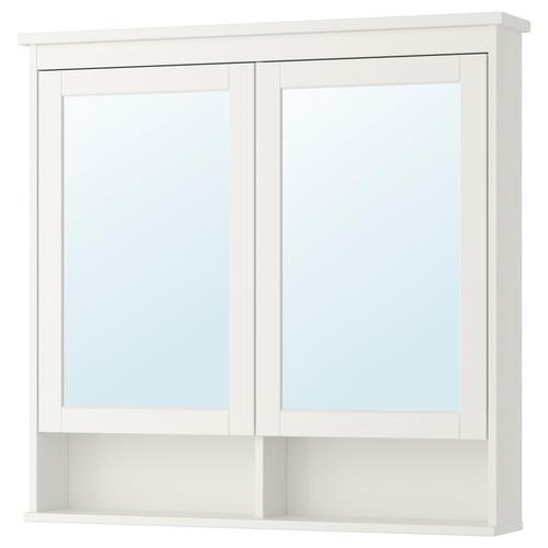 HEMNES Mobile a specchio con 2 ante, bianco, 103x16x98 cm