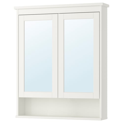 HEMNES Mobile a specchio con 2 ante, bianco, 83x16x98 cm