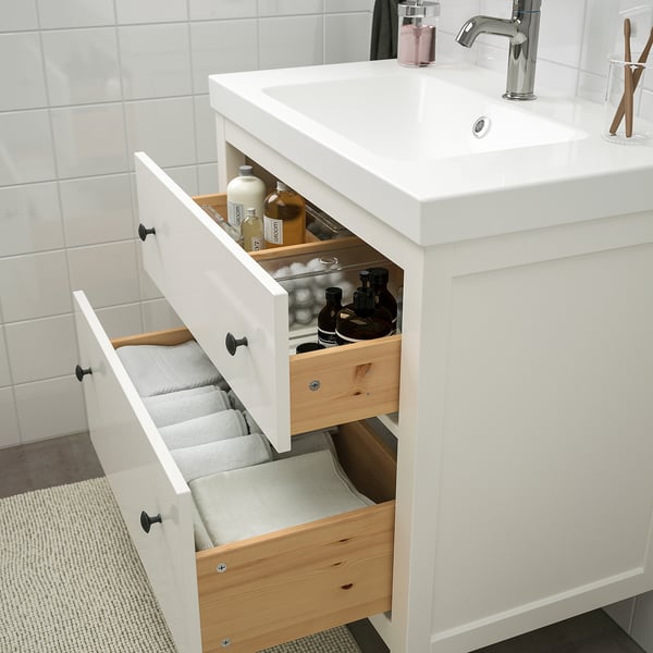 HEMNES / ORRSJÖN Mobile lavabo con cassetti/lavabo, bianco, 82x49x89 cm