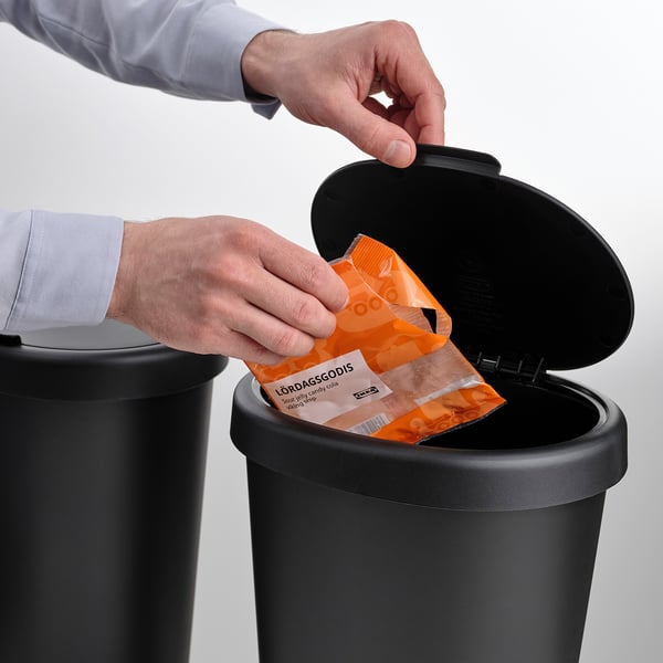 HÖLASS Secchio con coperchio, nero, 8 l