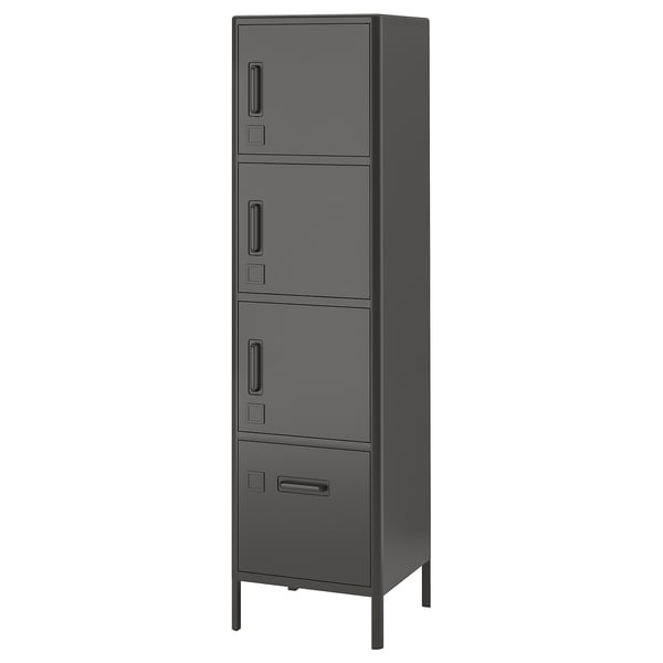 IDÅSEN Mobile alto con cassetto e ante, grigio scuro, 45x172 cm