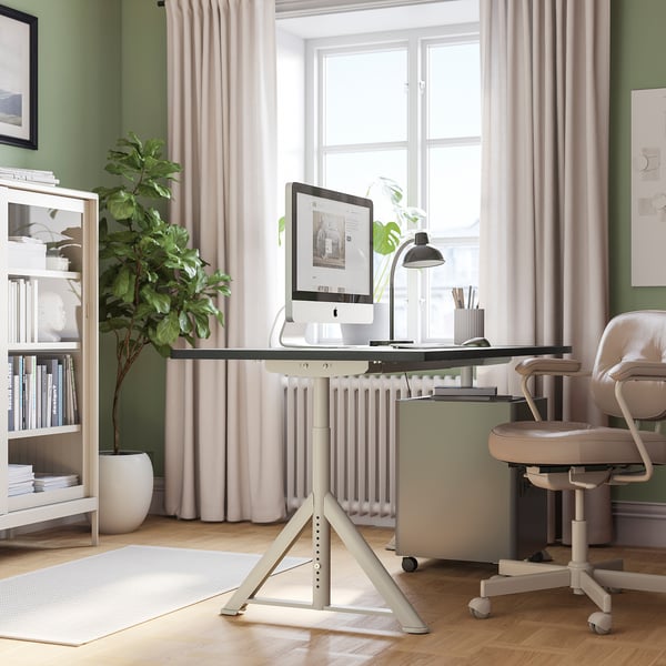 IDÅSEN Scrivania, nero/beige, 160x80 cm
