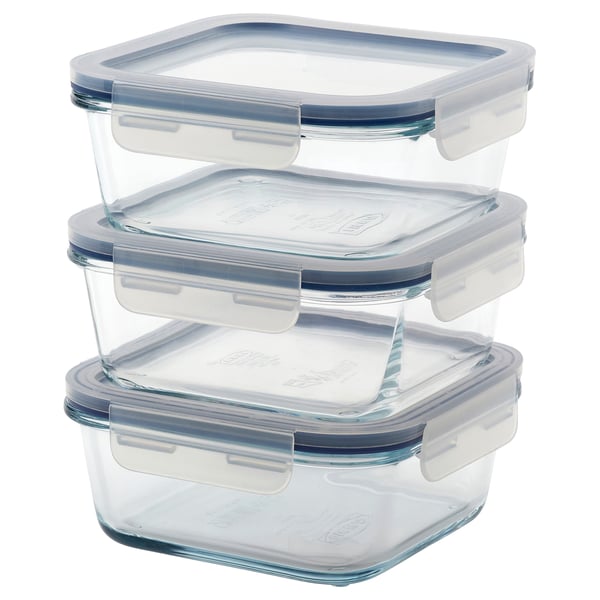 IKEA 365+ Contenitore con coperchio, quadrato/vetro, 600 ml