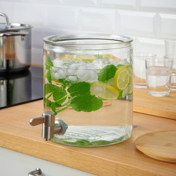 IKEA 365+ Dispenser con rubinetto, bambù/vetro trasparente, 4 l