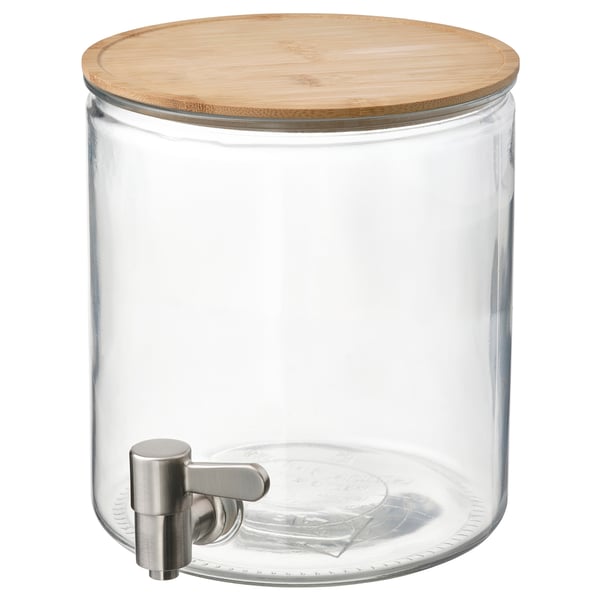 IKEA 365+ Dispenser con rubinetto, bambù/vetro trasparente, 4 l