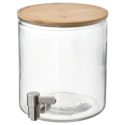 IKEA 365+ Dispenser con rubinetto, bambù/vetro trasparente, 4 l