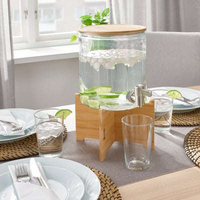IKEA 365+ Dispenser con rubinetto, bambù/vetro trasparente, 4 l