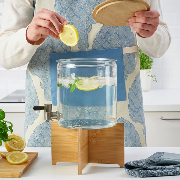 IKEA 365+ Dispenser con rubinetto, bambù/vetro trasparente, 4 l