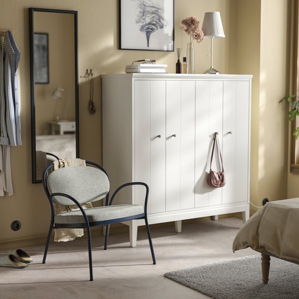 ISMANTORP Poltrona, metallo blu-nero/Tibbleby beige-grigio