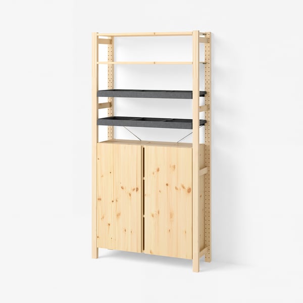 IVAR 1 sezione/ripiani/mobile, pino/feltro, 89x30x179 cm