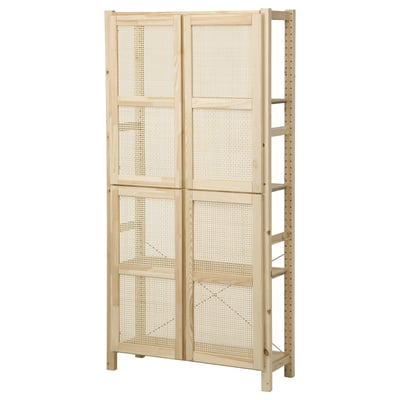 IVAR Scaffale con ante, con 4 ante/pino, 89x30x179 cm