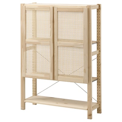 IVAR Scaffale con ante, pino, 89x30x124 cm
