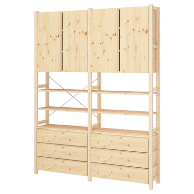 IVAR Scaffale con mobili/cassetti, pino, 174x30x226 cm