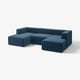 JÄTTEBO Divano 3,5 posti con chaise-longue, braccioli Samsala/blu scuro