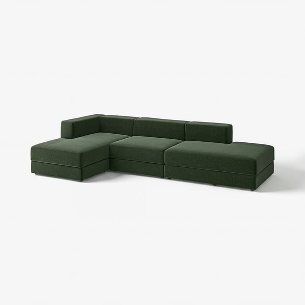JÄTTEBO Divano 3,5 posti con chaise-longue, Johanneshov verde scuro