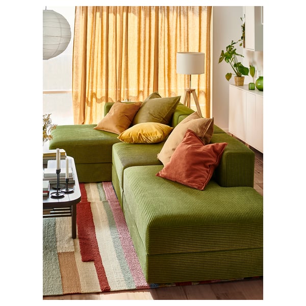 JÄTTEBO Divano 3,5 posti con chaise-longue, Samsala giallo scuro-verde