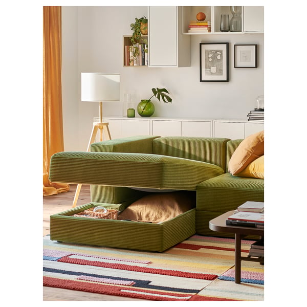 JÄTTEBO Divano comp 2,5 posti/chaise-longue, sinistro/Samsala giallo scuro-verde
