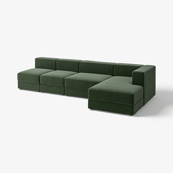 JÄTTEBO Divano comp 4,5 posti/chaise-longue, destro/Johanneshov verde scuro